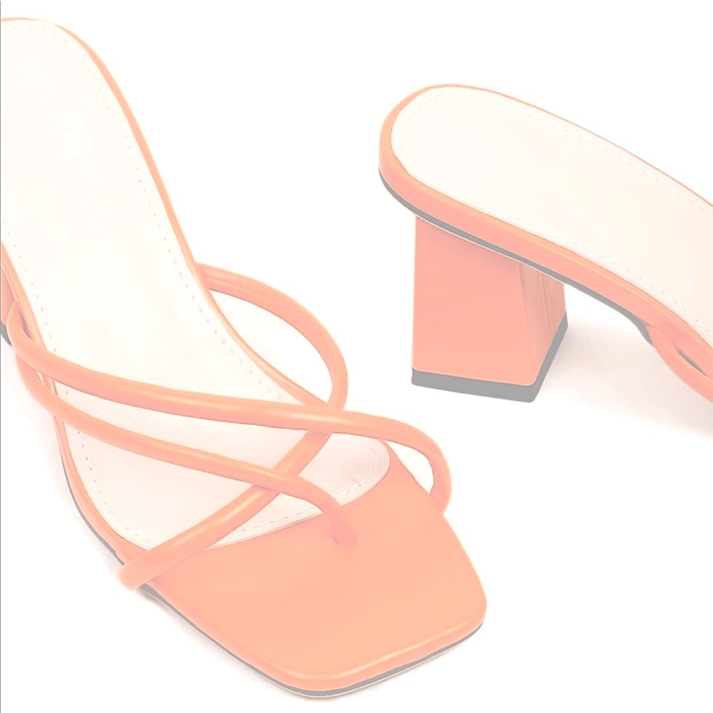 open-/toe/-post link chunky LOW unstrapped stilettos